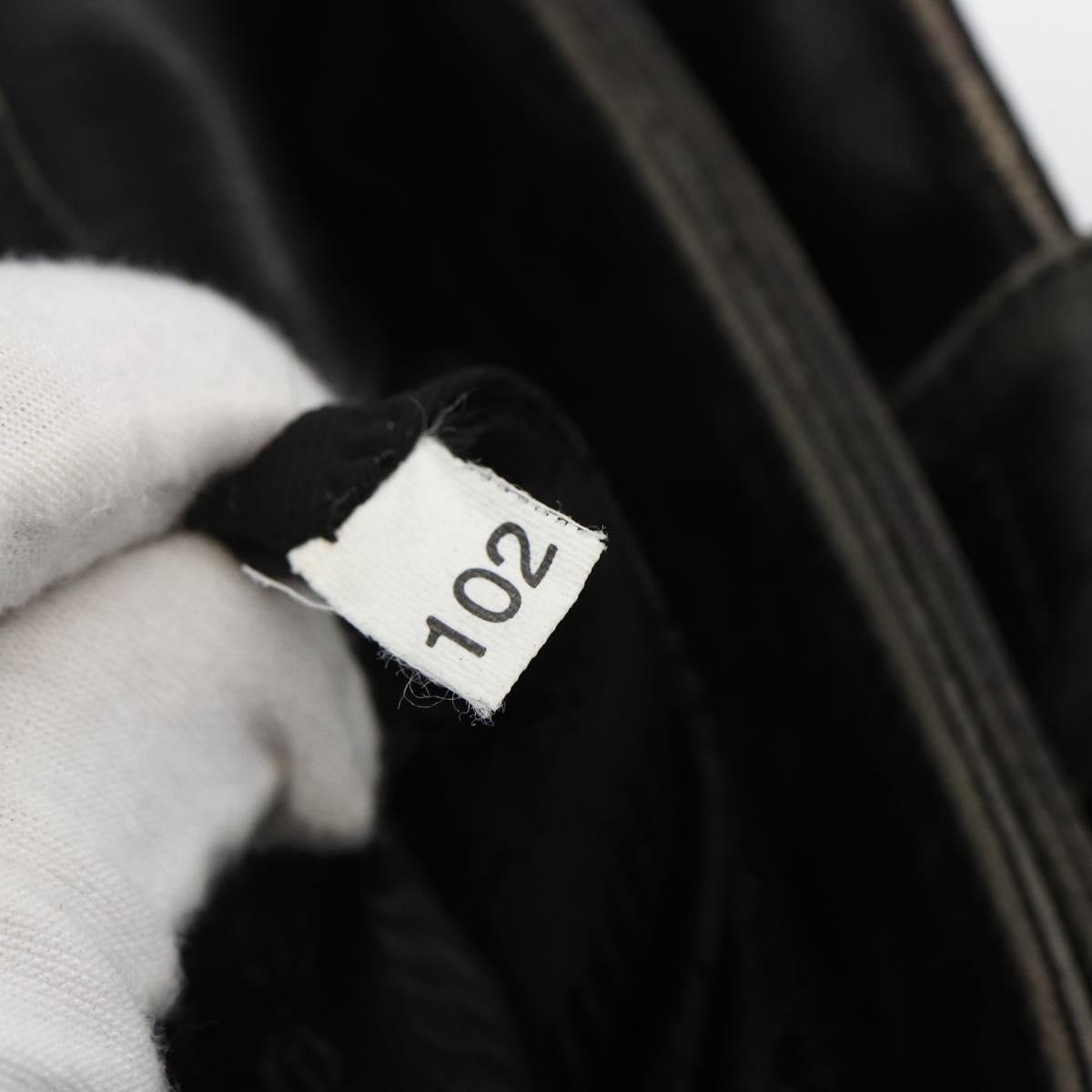 PRADA Tote Bag Nylon Leather Black Silver Auth 169452