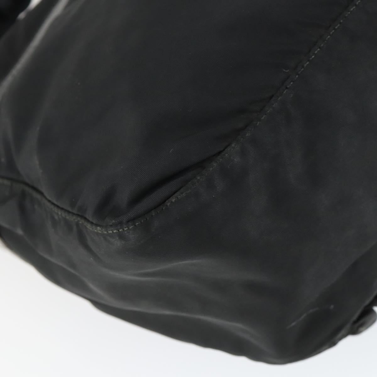PRADA Shoulder Bag Nylon Black Silver Auth 169454