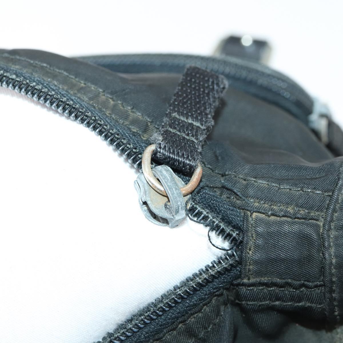 PRADA Shoulder Bag Nylon Black Silver Auth 169454
