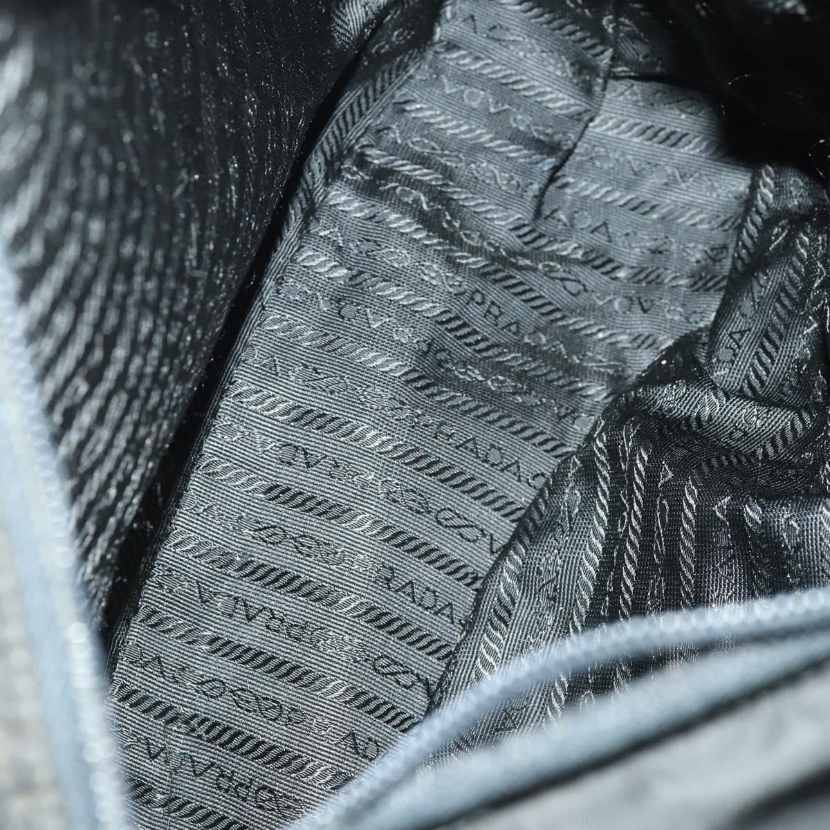 PRADA Shoulder Bag Nylon Black Silver Auth 169454