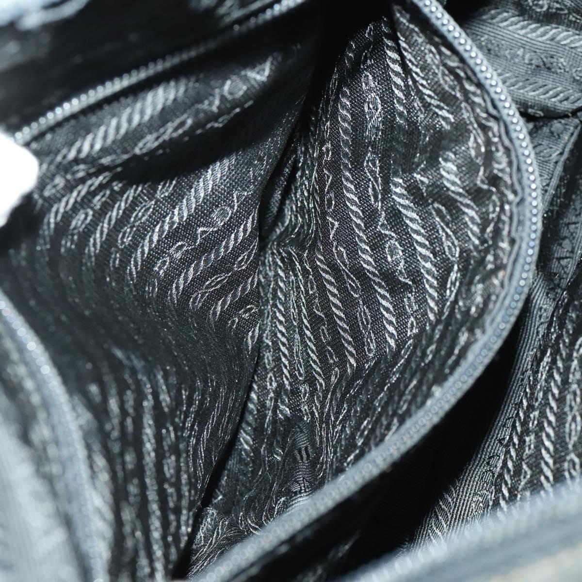 PRADA Shoulder Bag Nylon Black Silver Auth 169454
