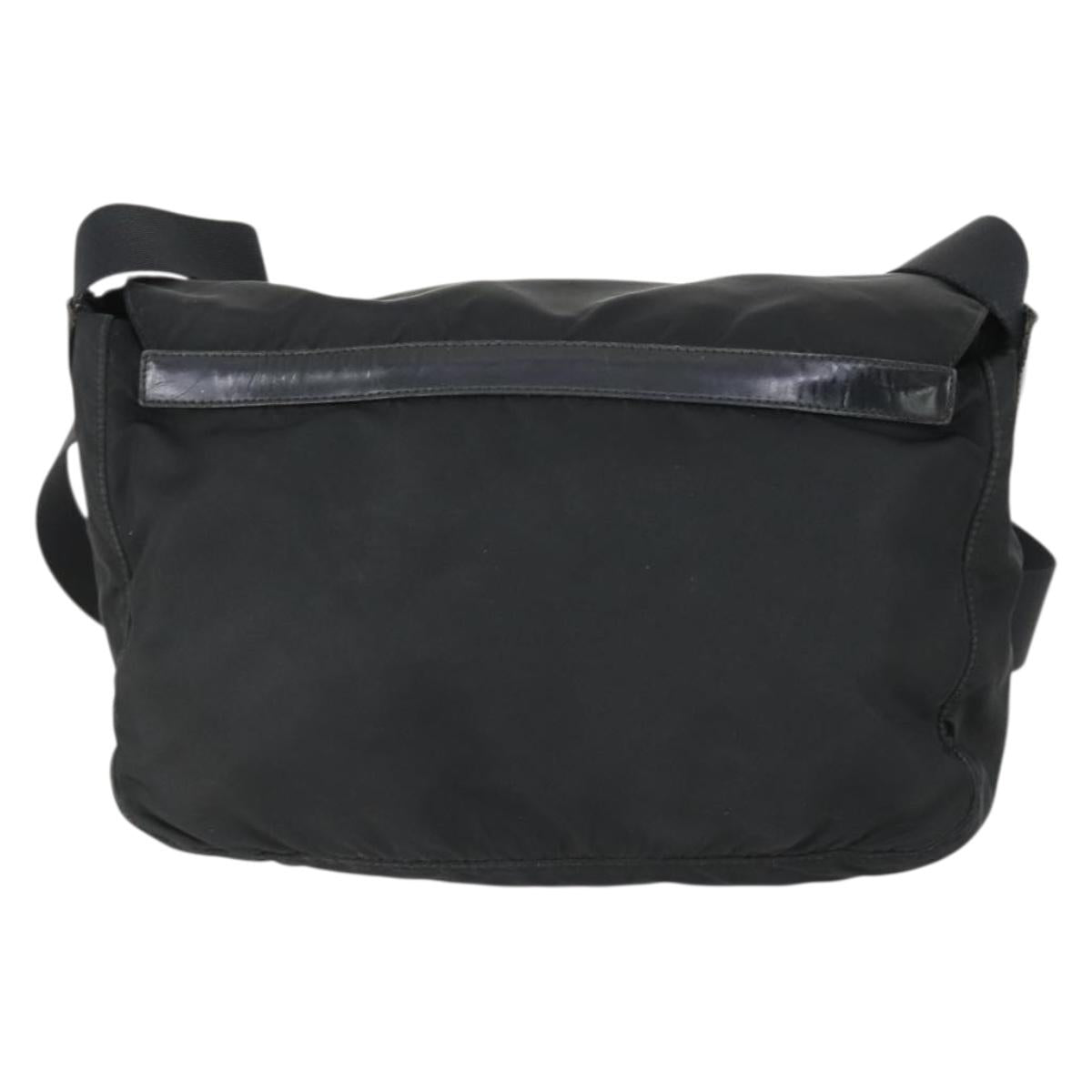 PRADA Shoulder Bag Nylon Black Silver Auth 169454