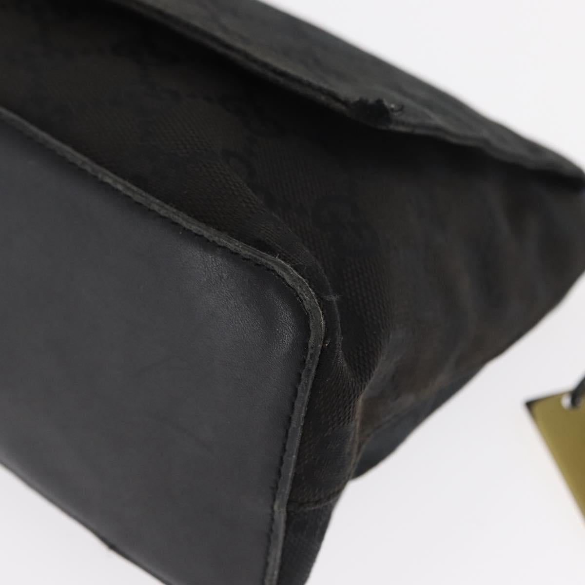 GUCCI GG Canvas Shoulder Bag Black Silver 90646 Auth 169456