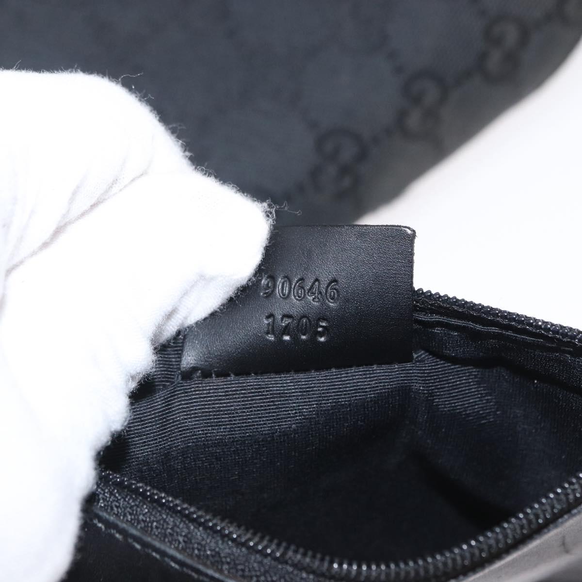 GUCCI GG Canvas Shoulder Bag Black Silver 90646 Auth 169456