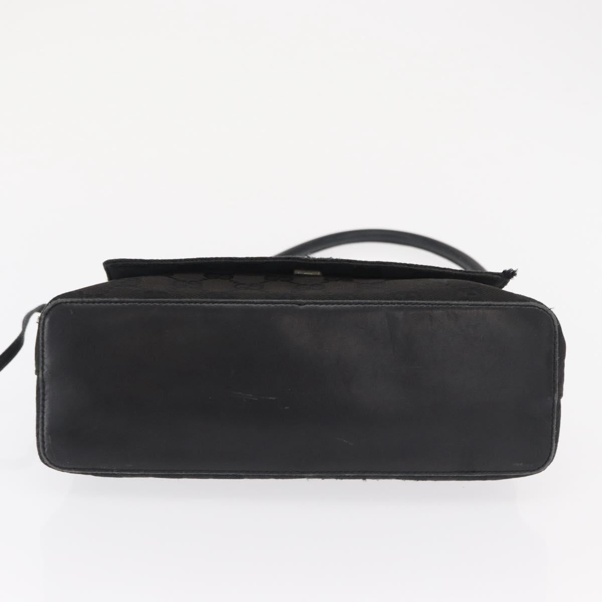 GUCCI GG Canvas Shoulder Bag Black Silver 90646 Auth 169456