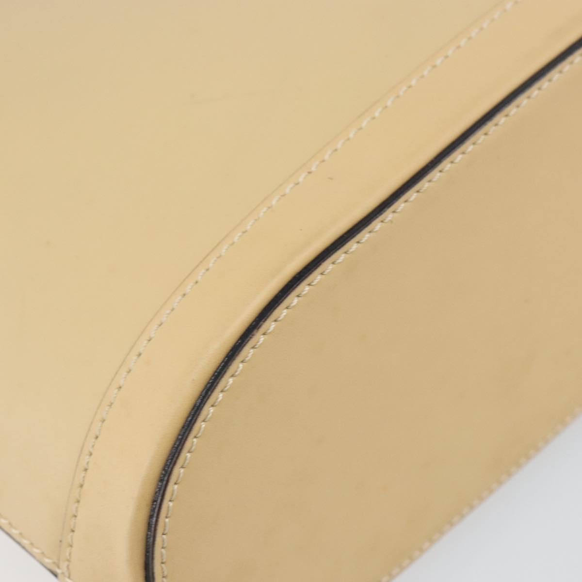 CELINE Shoulder Bag Leather Beige Gold Auth 169460