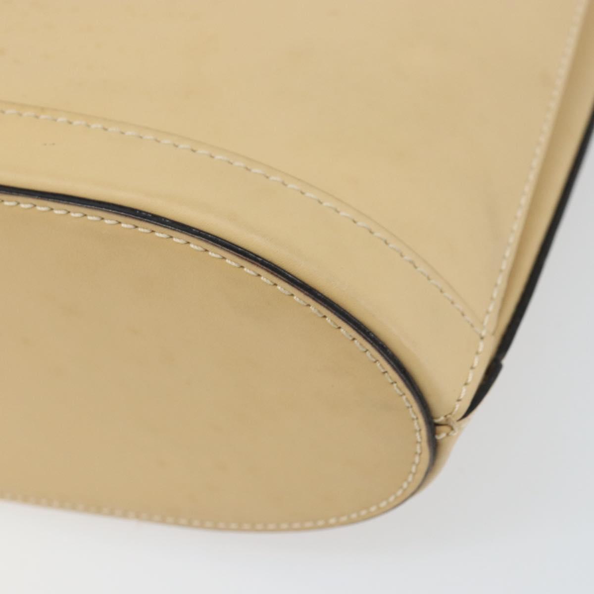 CELINE Shoulder Bag Leather Beige Gold Auth 169460