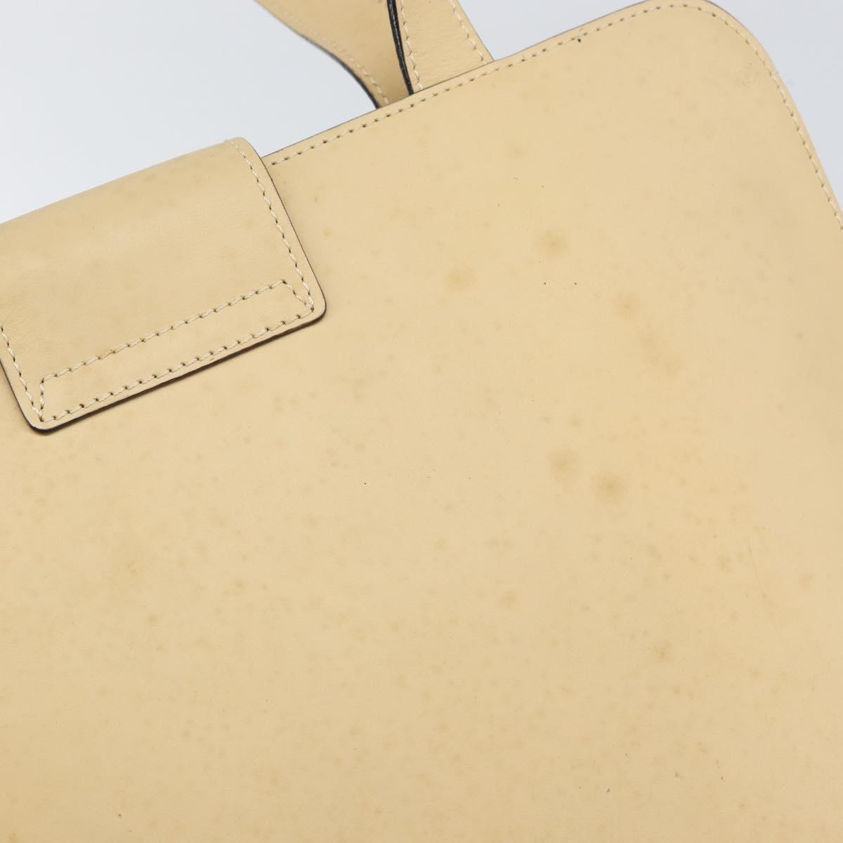 CELINE Shoulder Bag Leather Beige Gold Auth 169460