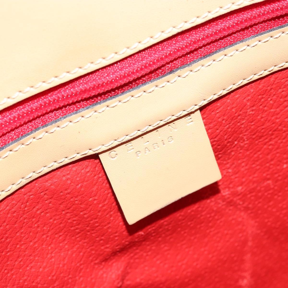CELINE Shoulder Bag Leather Beige Gold Auth 169460