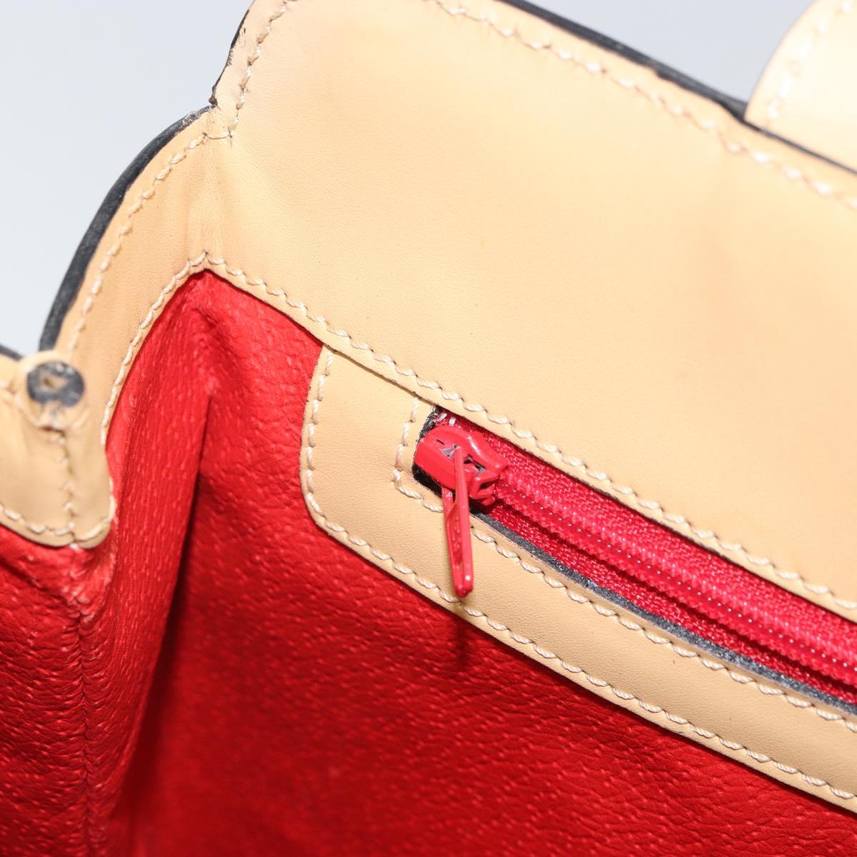 CELINE Shoulder Bag Leather Beige Gold Auth 169460