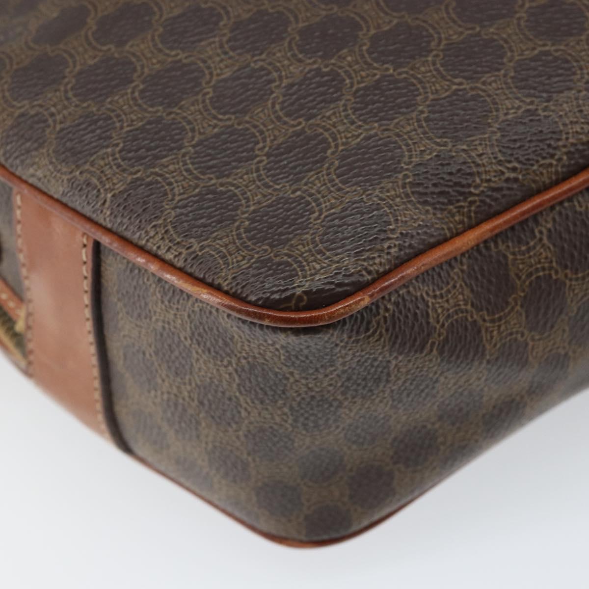CELINE Macadam Canvas Shoulder Bag PVC Beige Gold Auth 169463