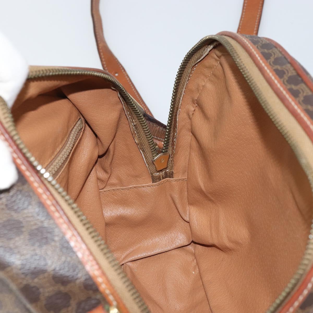 CELINE Macadam Canvas Shoulder Bag PVC Beige Gold Auth 169463