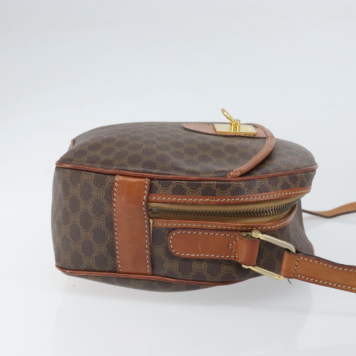 CELINE Macadam Canvas Shoulder Bag PVC Beige Gold Auth 169463