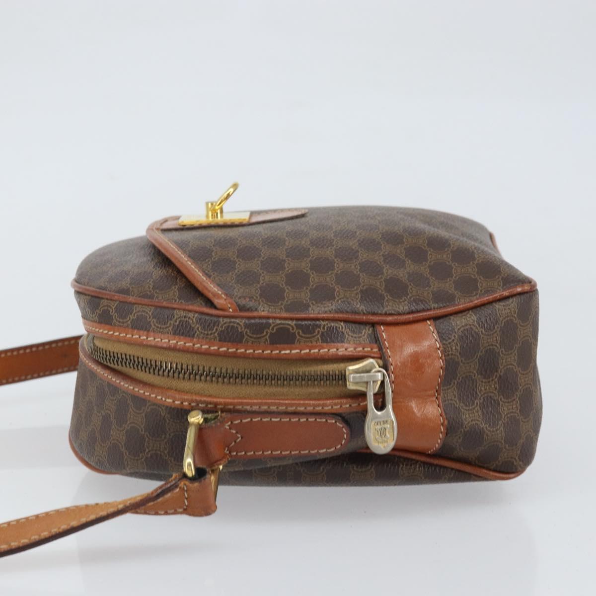 CELINE Macadam Canvas Shoulder Bag PVC Beige Gold Auth 169463