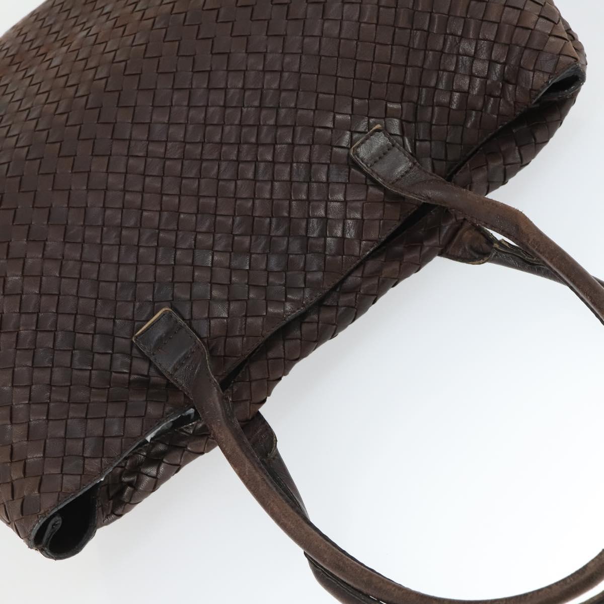 BOTTEGA VENETA INTRECCIATO Tote Bag Leather Brown Gold Auth 169474