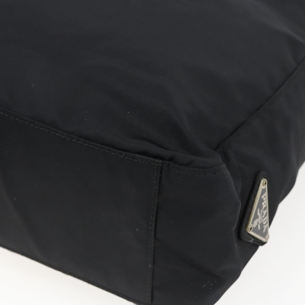 PRADA Tote Bag Nylon Black Silver Auth 169478
