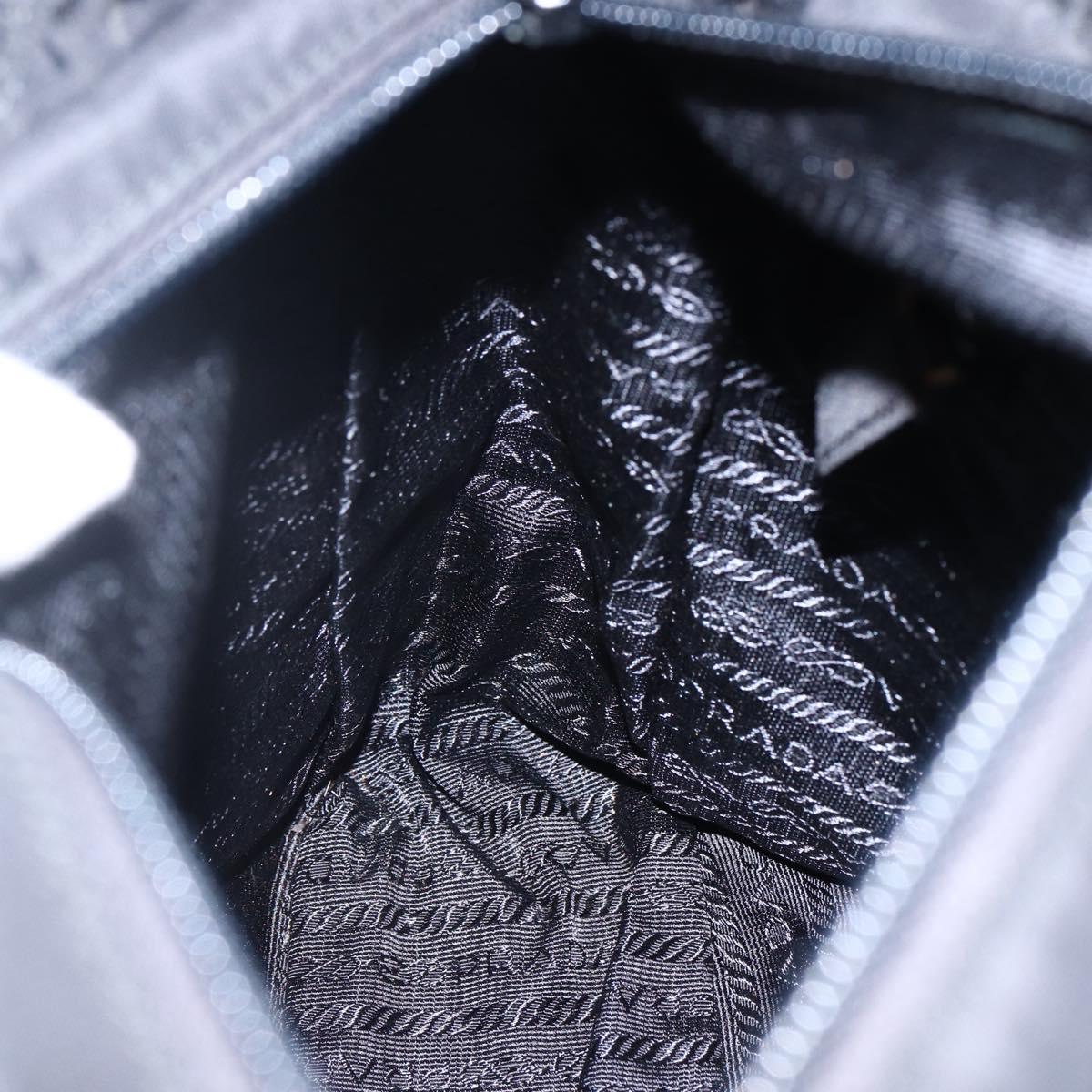 PRADA Tote Bag Nylon Black Silver Auth 169478