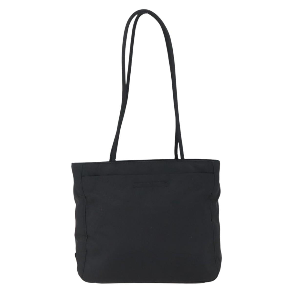 PRADA Tote Bag Nylon Black Silver Auth 169478