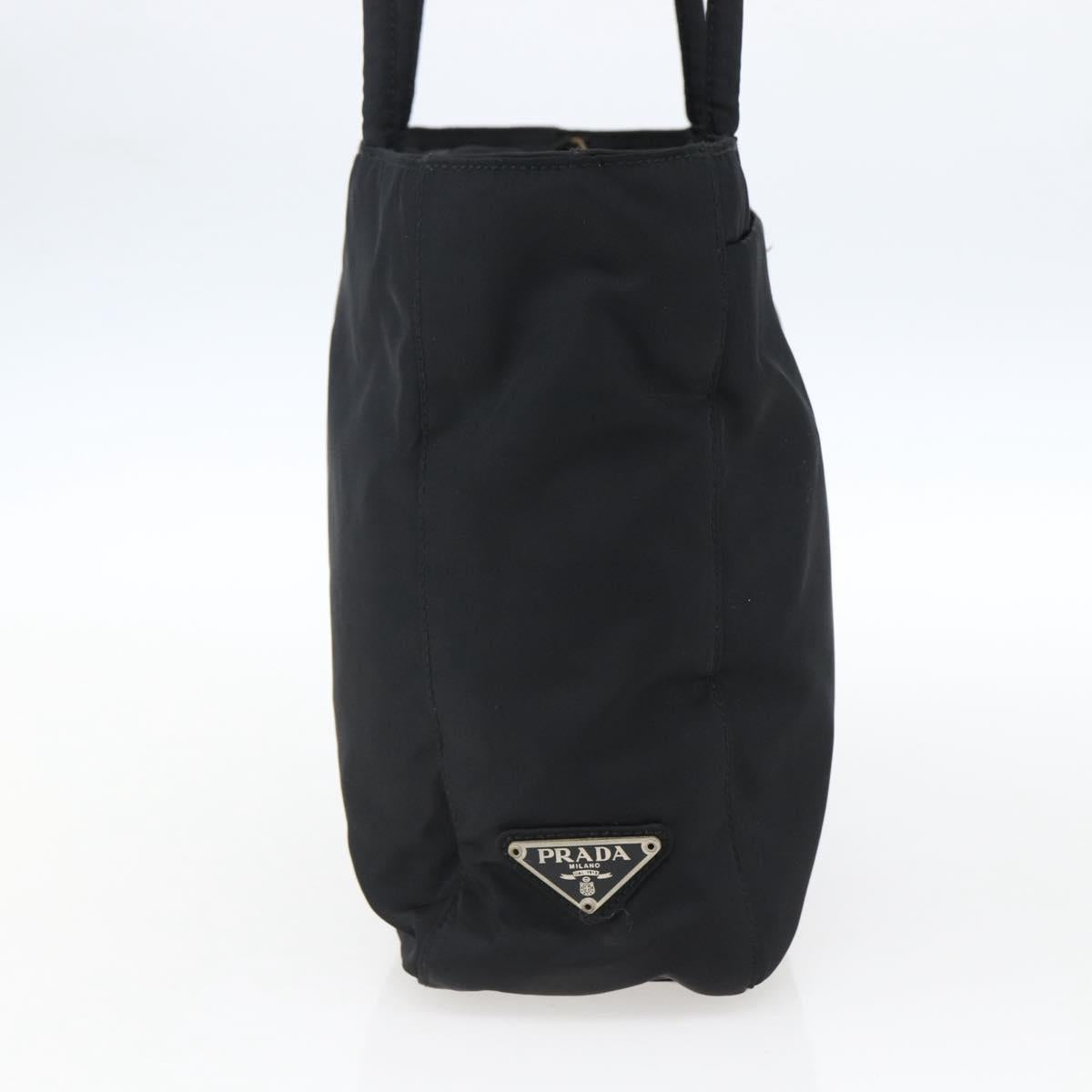 PRADA Tote Bag Nylon Black Silver Auth 169478
