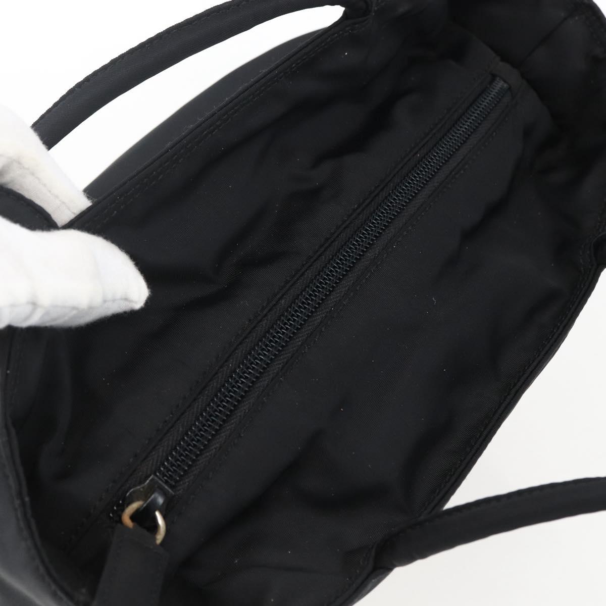 PRADA Tote Bag Nylon Black Silver Auth 169478