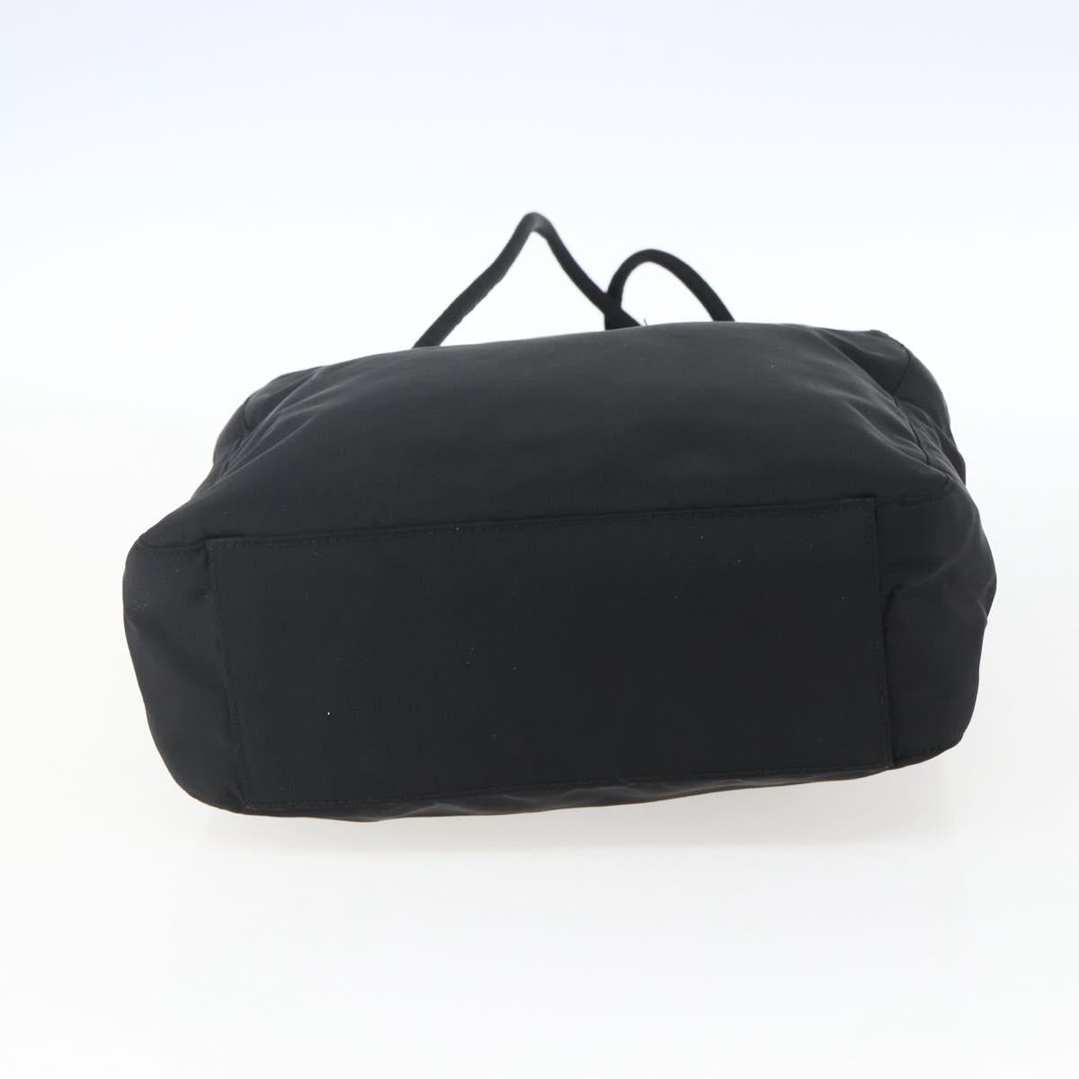 PRADA Tote Bag Nylon Black Silver Auth 169478