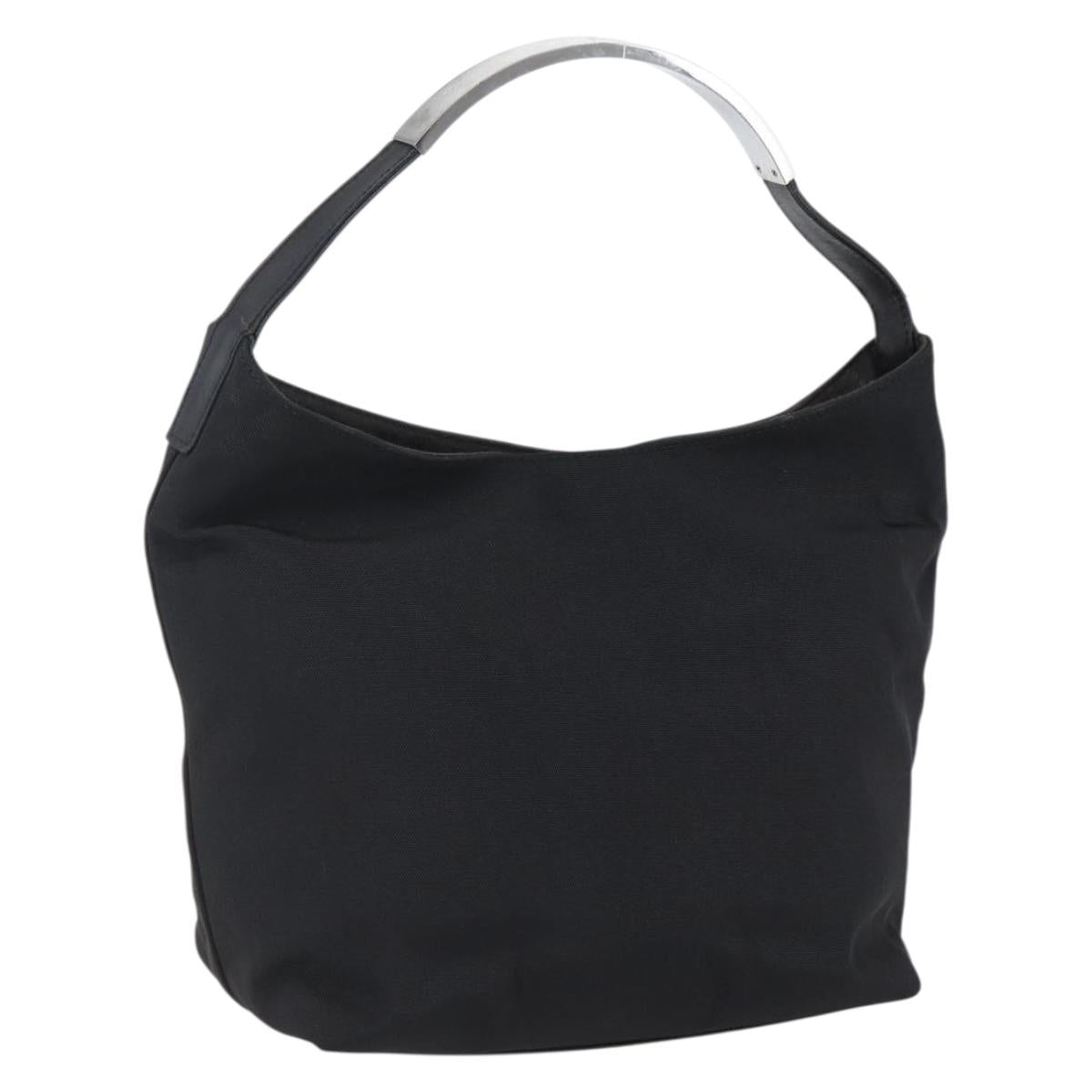 GUCCI Hand Bag Nylon Black Silver Auth 169481