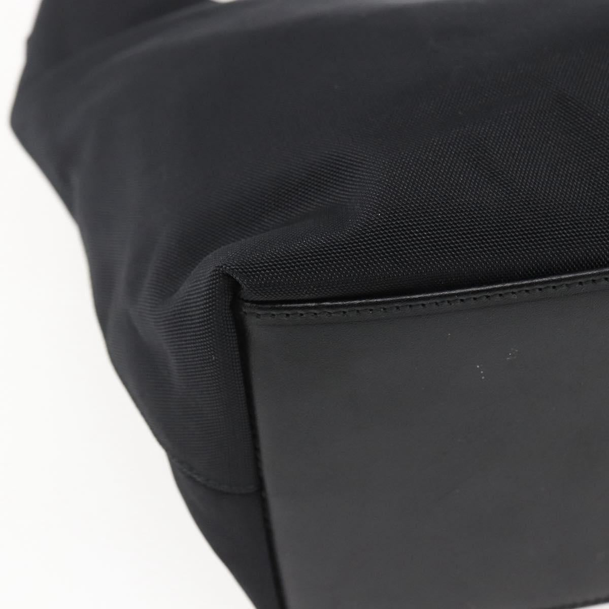 GUCCI Hand Bag Nylon Black Silver Auth 169481