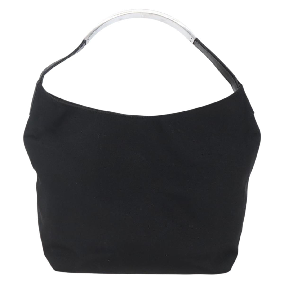 GUCCI Hand Bag Nylon Black Silver Auth 169481