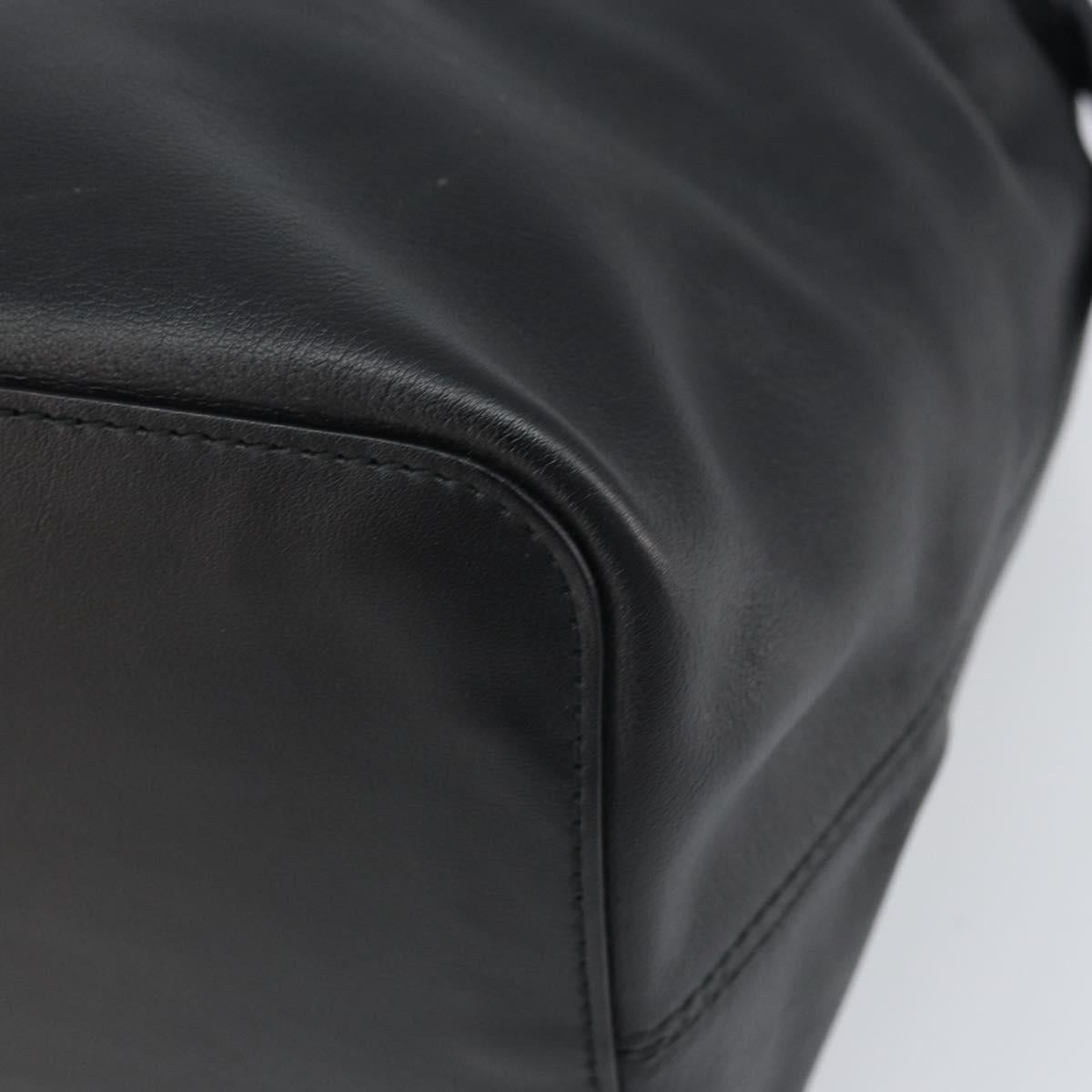 LOEWE Hand Bag Leather Black Silver Auth 169484