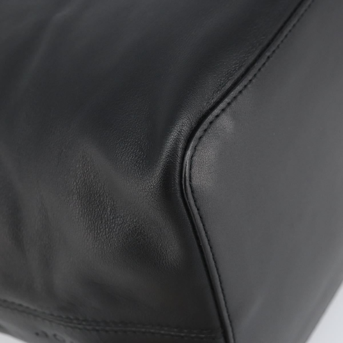 LOEWE Hand Bag Leather Black Silver Auth 169484