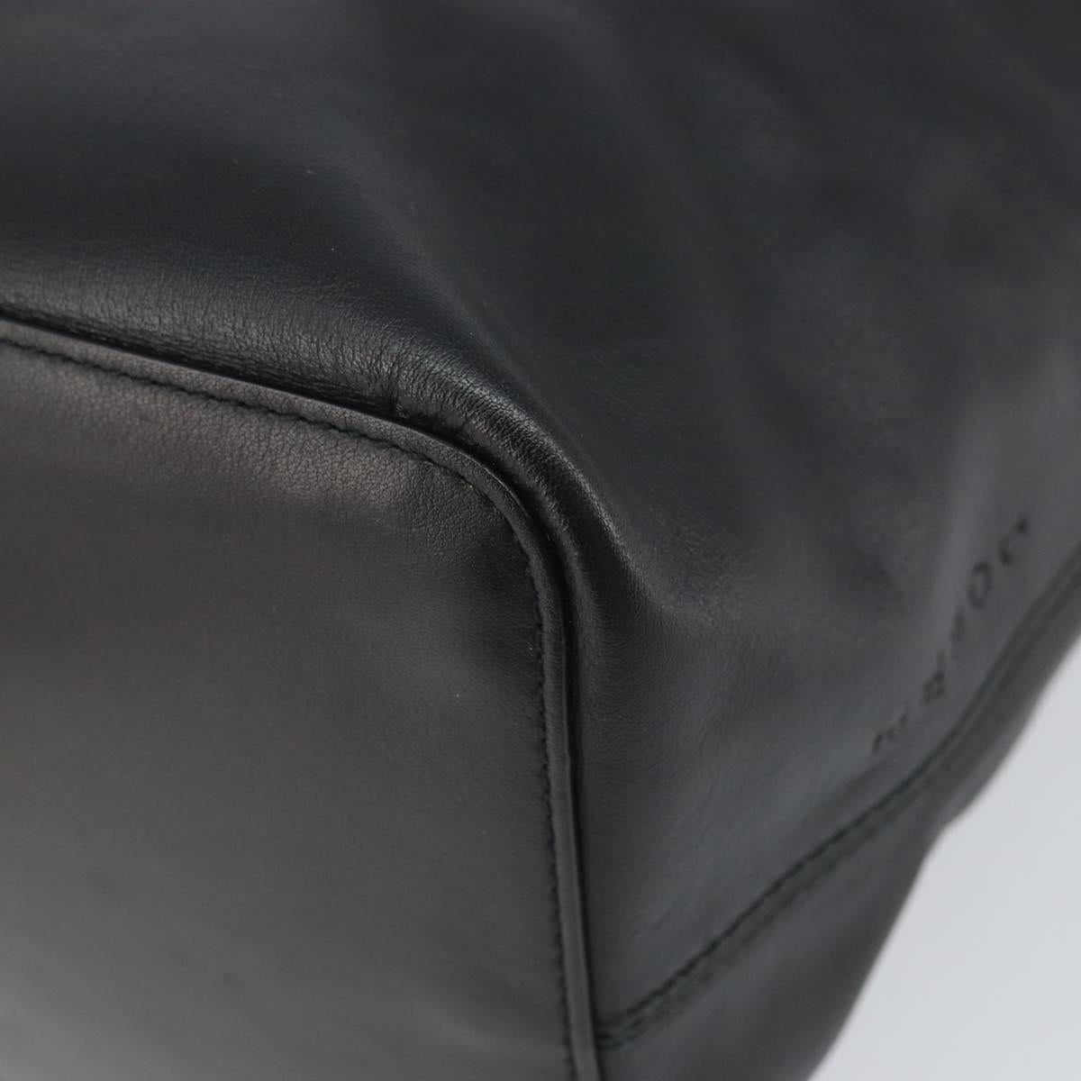 LOEWE Hand Bag Leather Black Silver Auth 169484