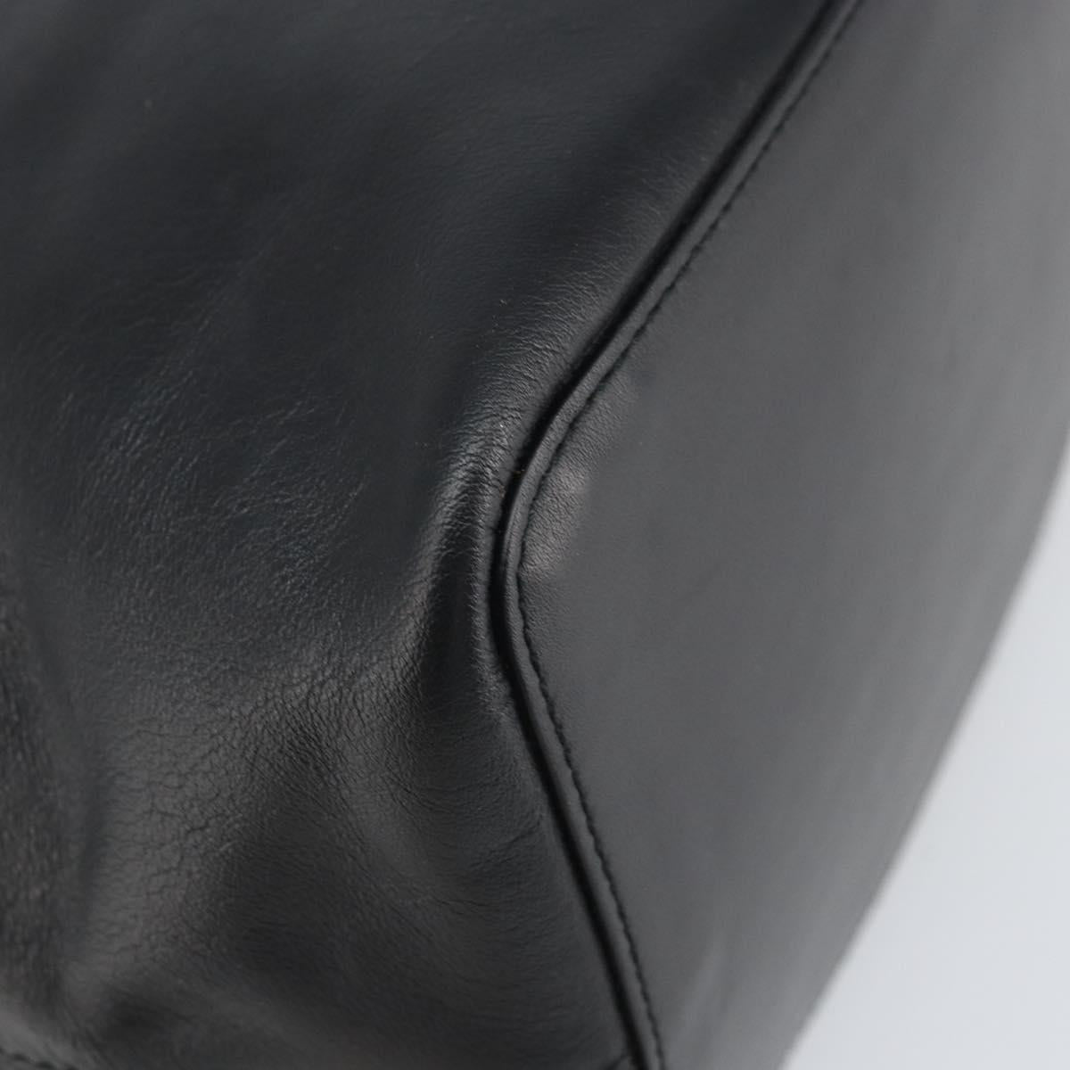 LOEWE Hand Bag Leather Black Silver Auth 169484