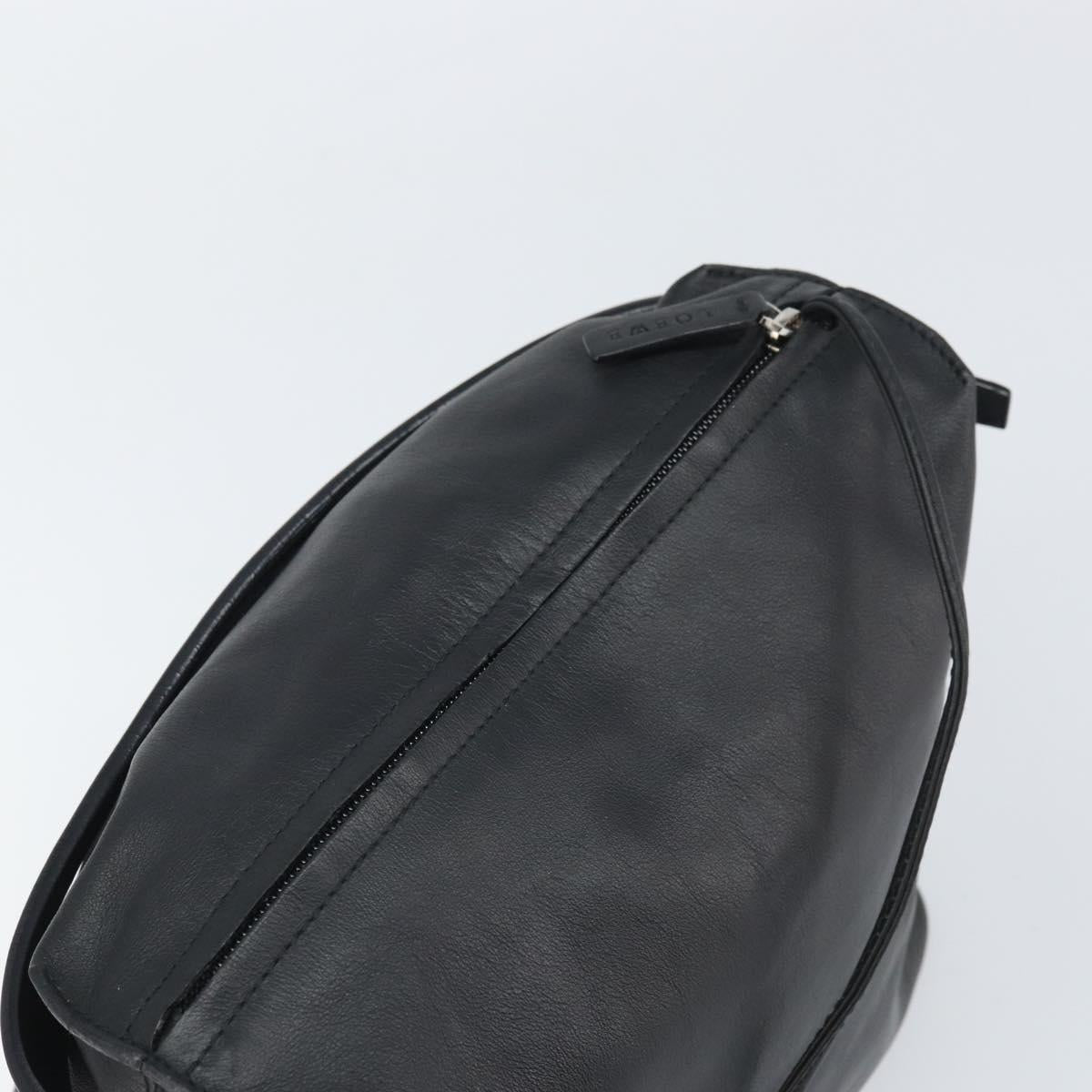 LOEWE Hand Bag Leather Black Silver Auth 169484