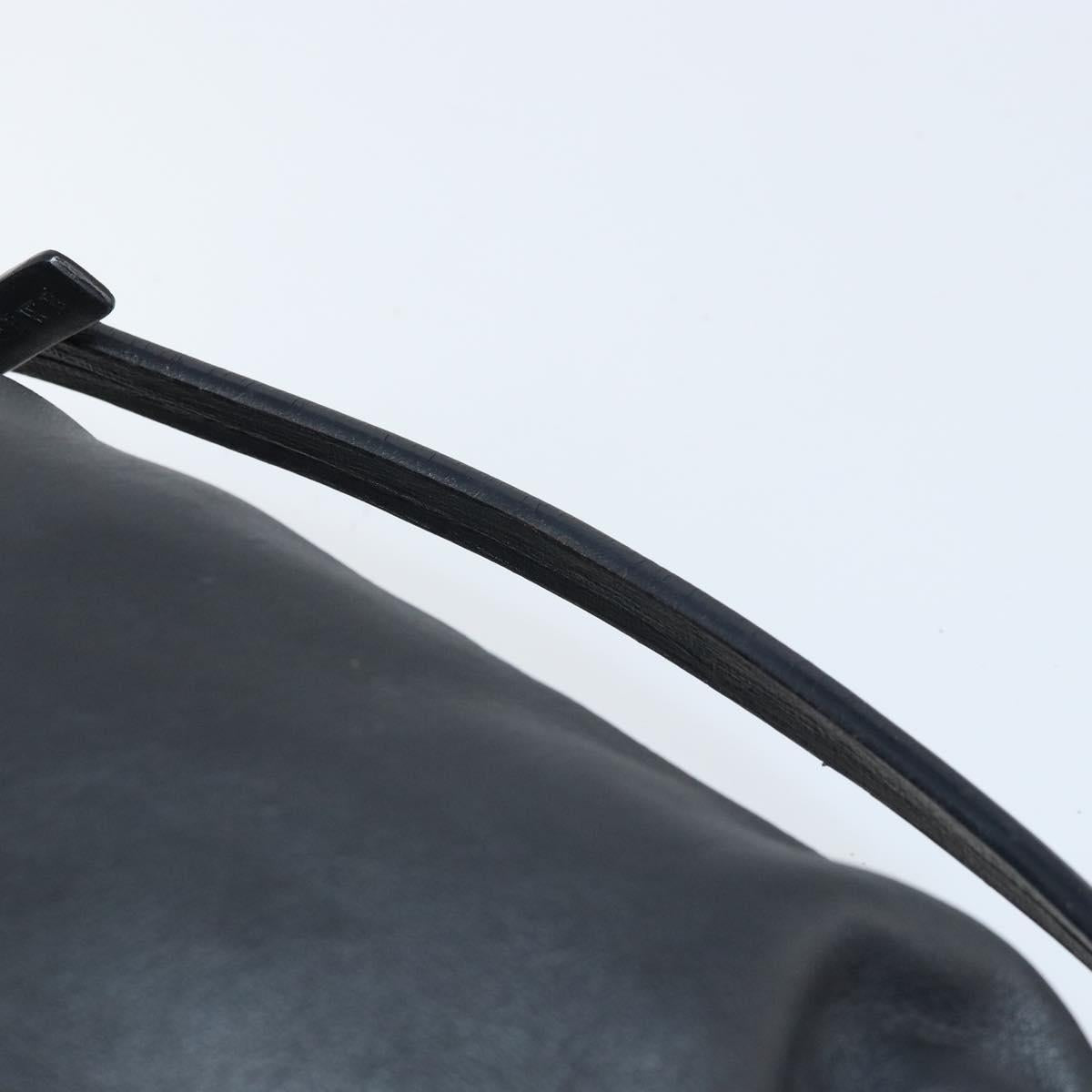 LOEWE Hand Bag Leather Black Silver Auth 169484