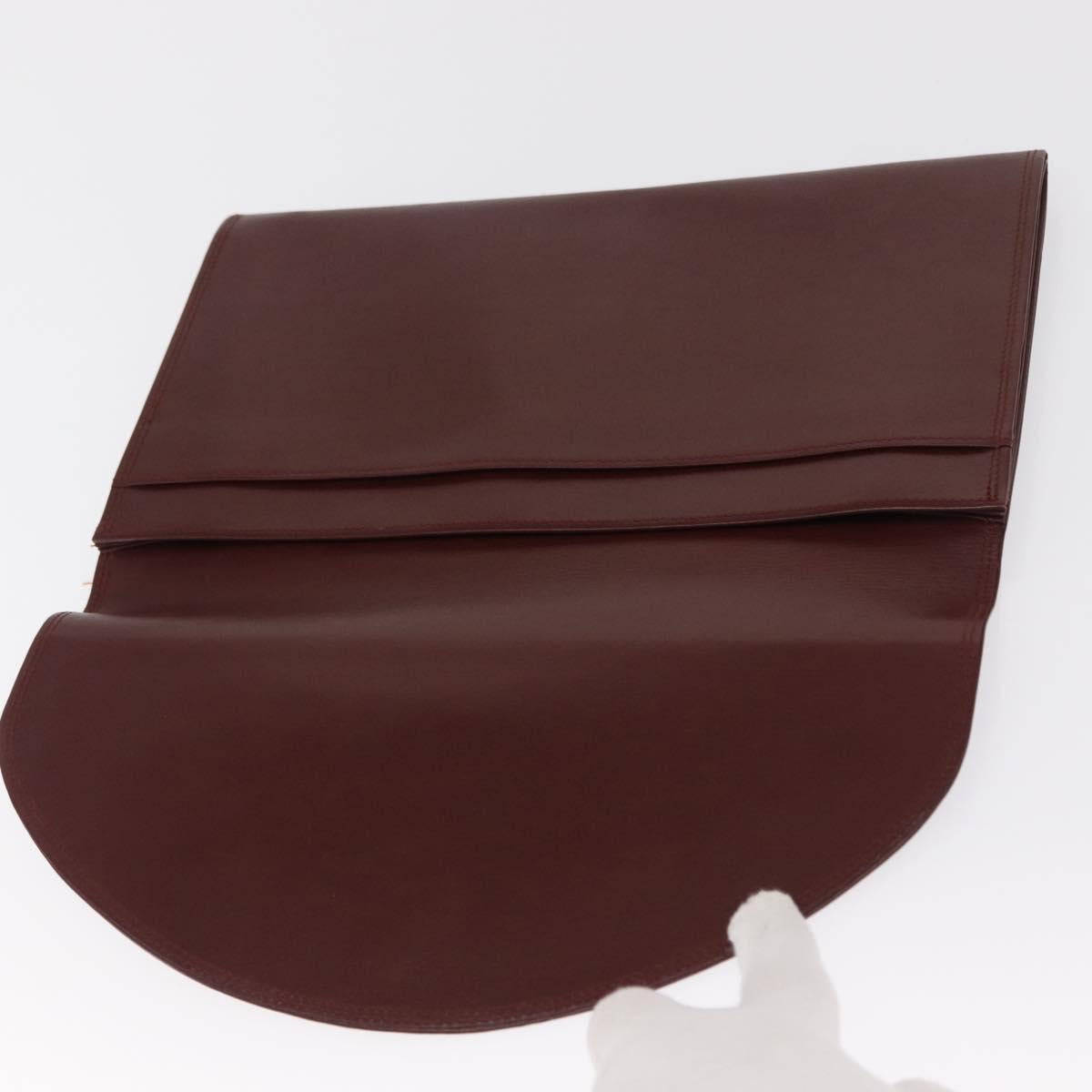 CARTIER Must Line Clutch Bag Leather Bordeaux Gold Auth 169489
