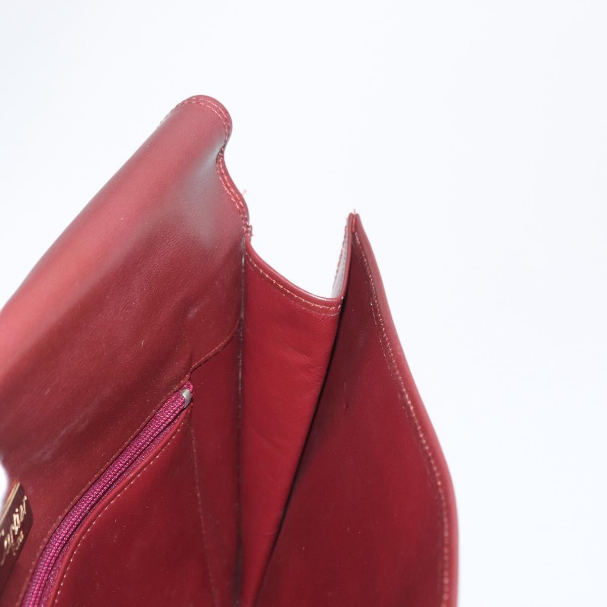 CARTIER Must Line Clutch Bag Leather Bordeaux Gold Auth 169489