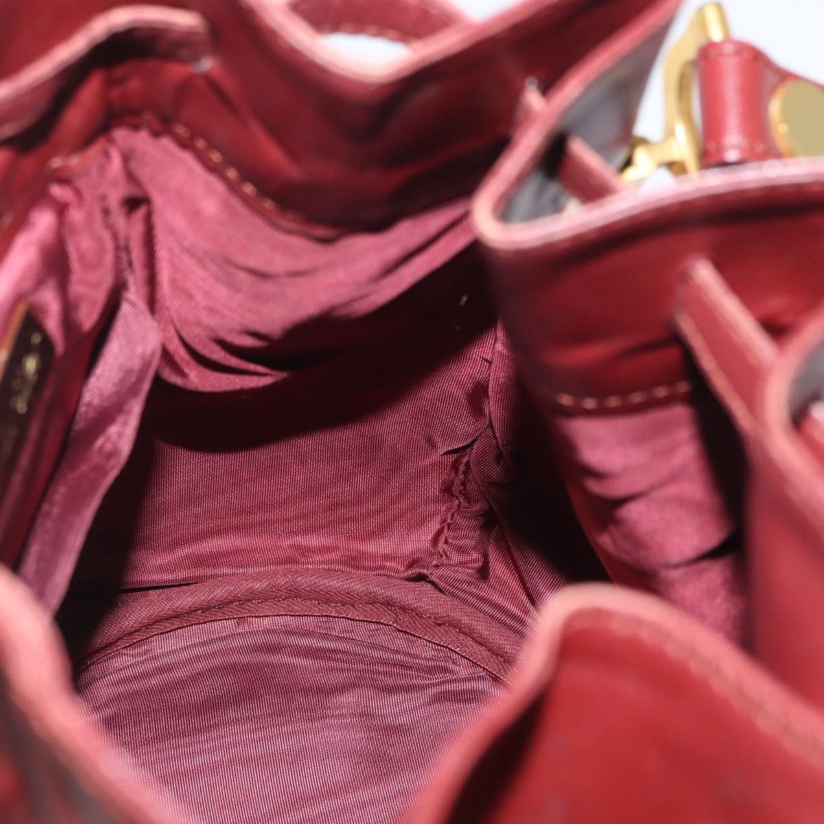 CARTIER Must Line Shoulder Bag Leather Bordeaux Gold Auth 169490