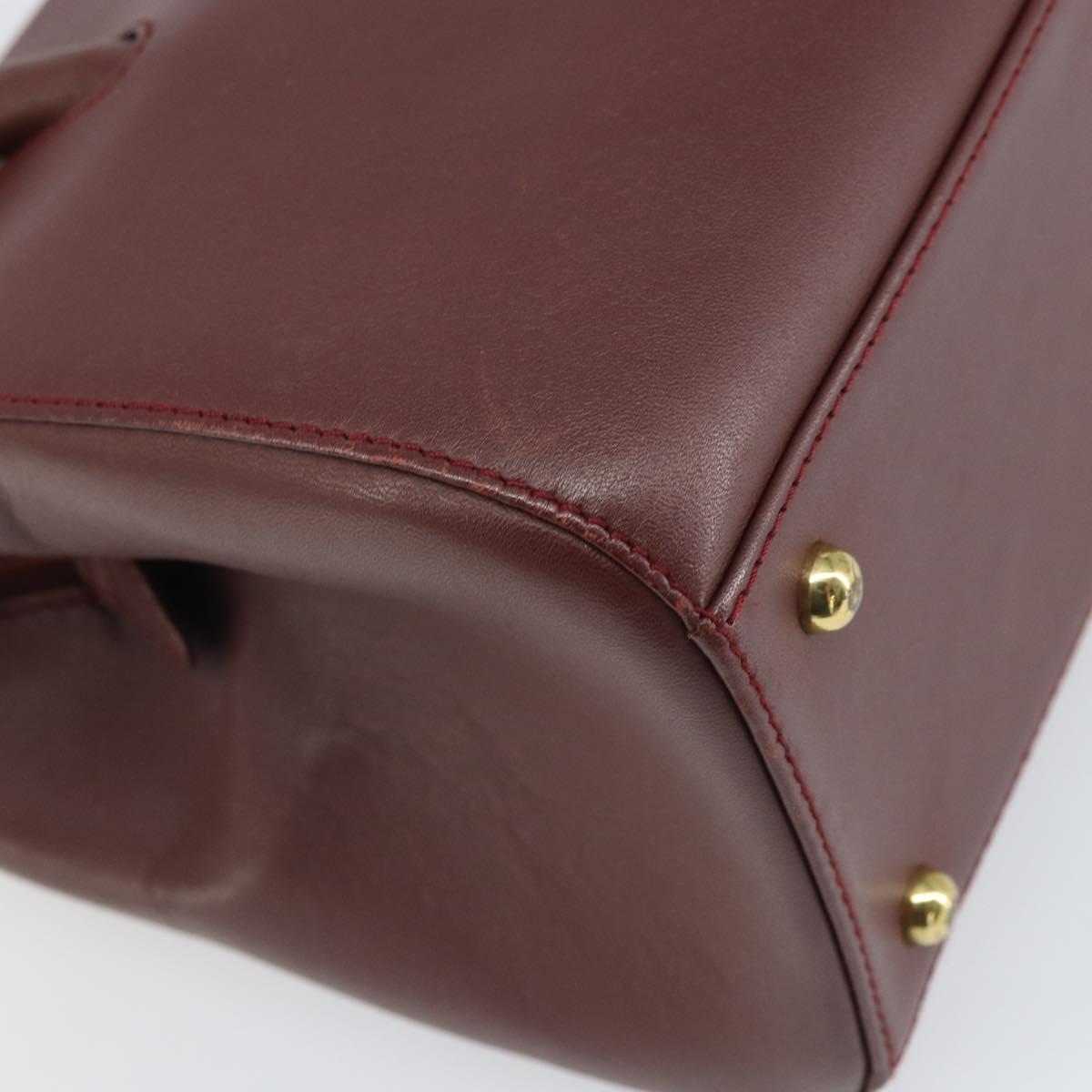 CARTIER Must Line Hand Bag Leather Bordeaux Gold Auth 169492