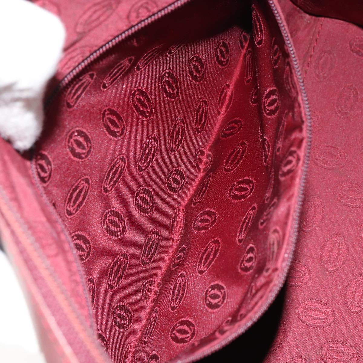 CARTIER Must Line Hand Bag Leather Bordeaux Gold Auth 169492