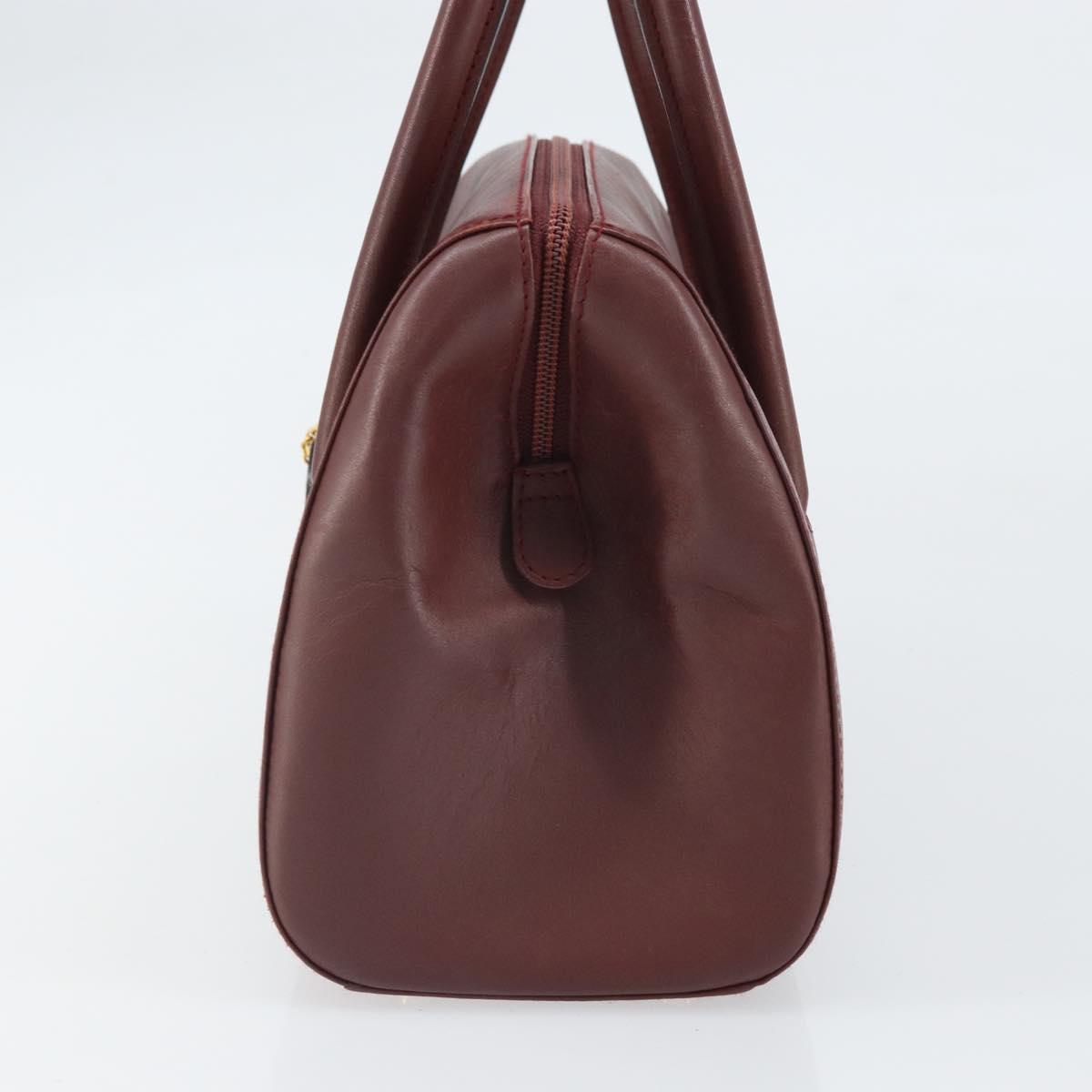 CARTIER Must Line Hand Bag Leather Bordeaux Gold Auth 169492