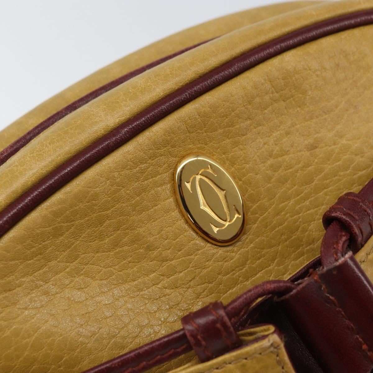 CARTIER Must Line Shoulder Bag Leather Yellow Gold Auth 169494