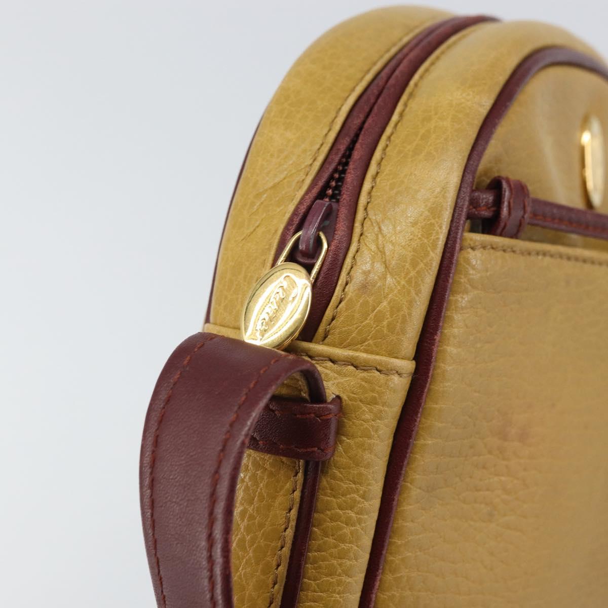 CARTIER Must Line Shoulder Bag Leather Yellow Gold Auth 169494
