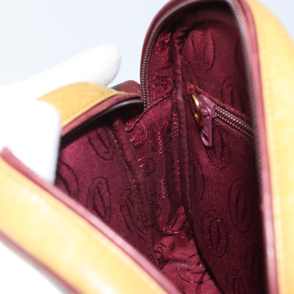 CARTIER Must Line Shoulder Bag Leather Yellow Gold Auth 169494