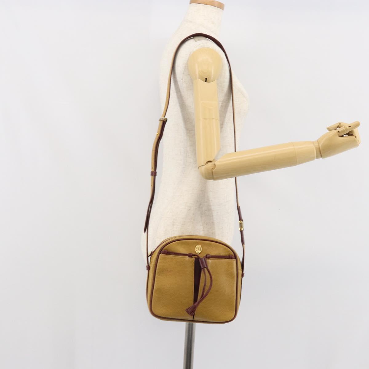 CARTIER Must Line Shoulder Bag Leather Yellow Gold Auth 169494
