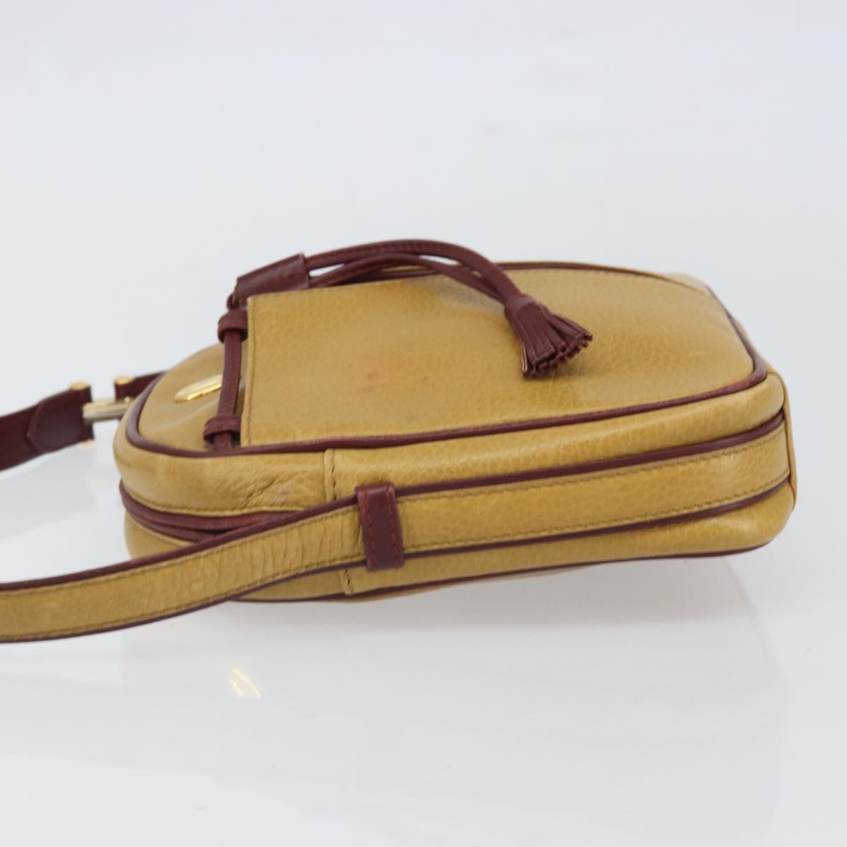 CARTIER Must Line Shoulder Bag Leather Yellow Gold Auth 169494