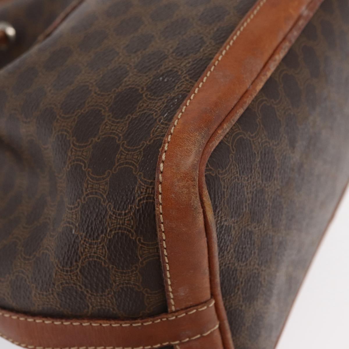 CELINE Macadam Canvas Shoulder Bag PVC Leather Brown Gold Auth 169499