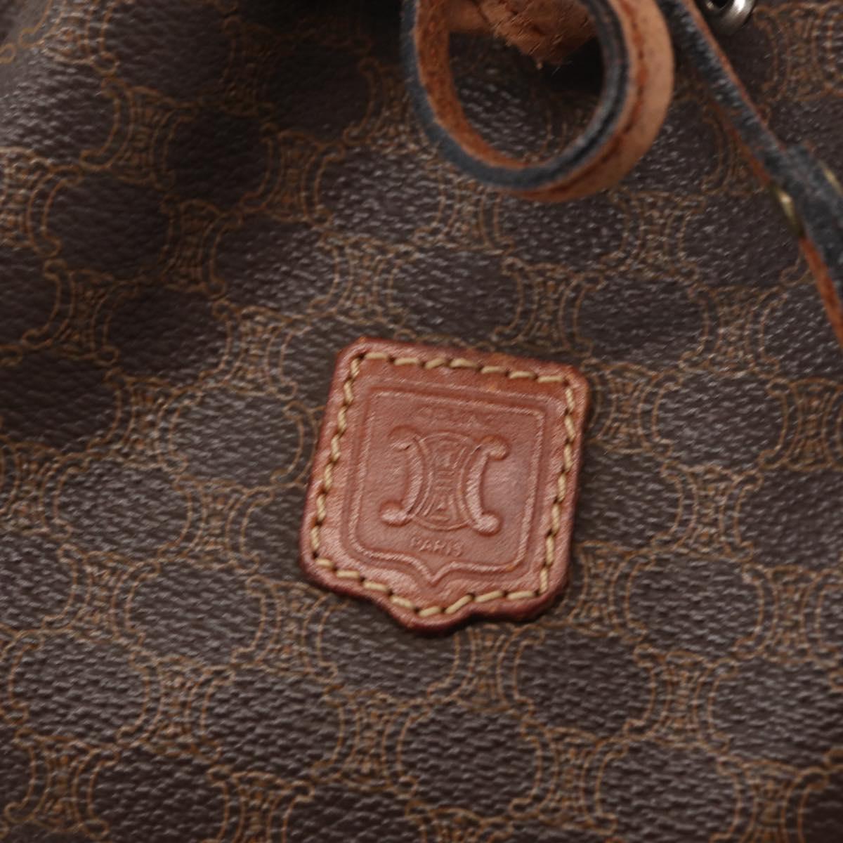 CELINE Macadam Canvas Shoulder Bag PVC Leather Brown Gold Auth 169499