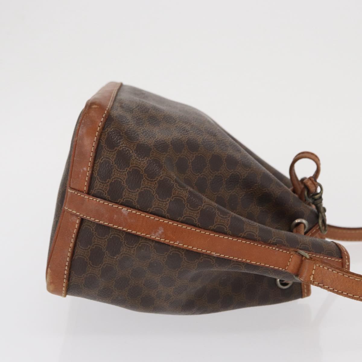 CELINE Macadam Canvas Shoulder Bag PVC Leather Brown Gold Auth 169499