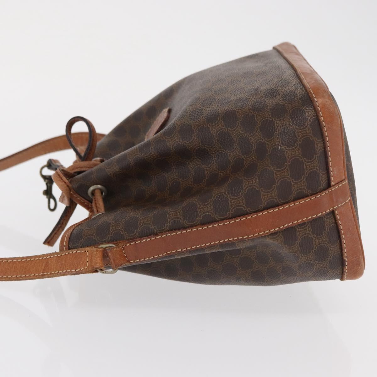 CELINE Macadam Canvas Shoulder Bag PVC Leather Brown Gold Auth 169499