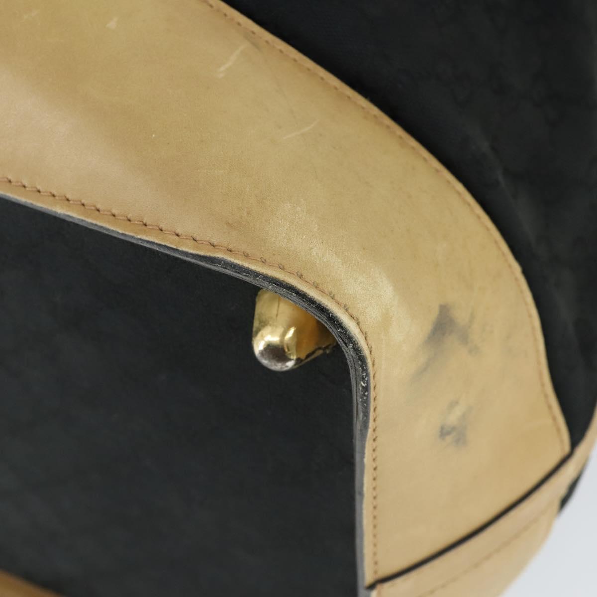 GUCCI GG Canvas Boston Bag Black Gold Auth 169500